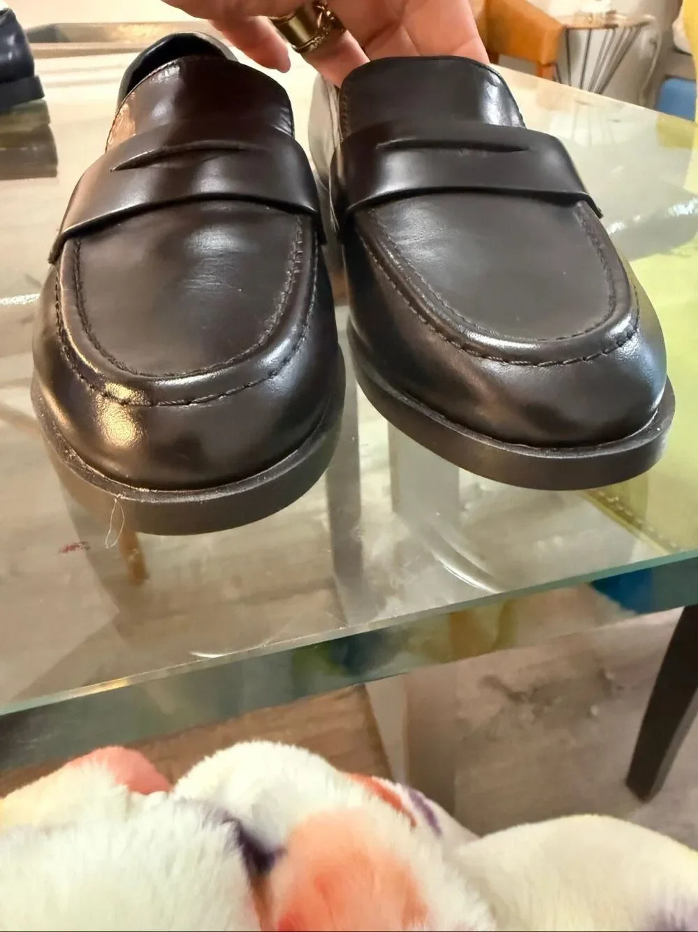 Aldo Black Faux Leather Penny Loafers Sz 6 NWOT